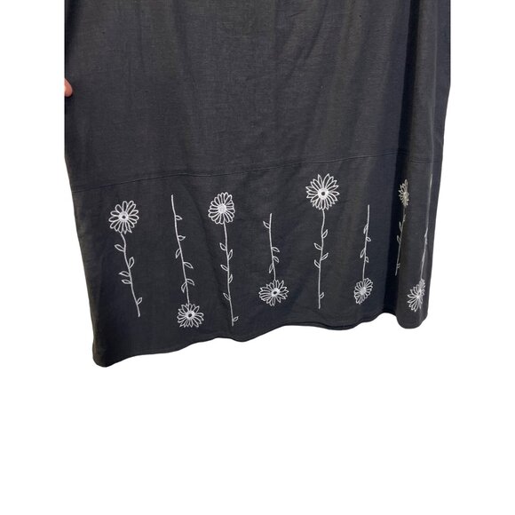 David Brooks Petites Vintage Black Linen Floral Embroidered Skirt Set Dress - Picture 4 of 11